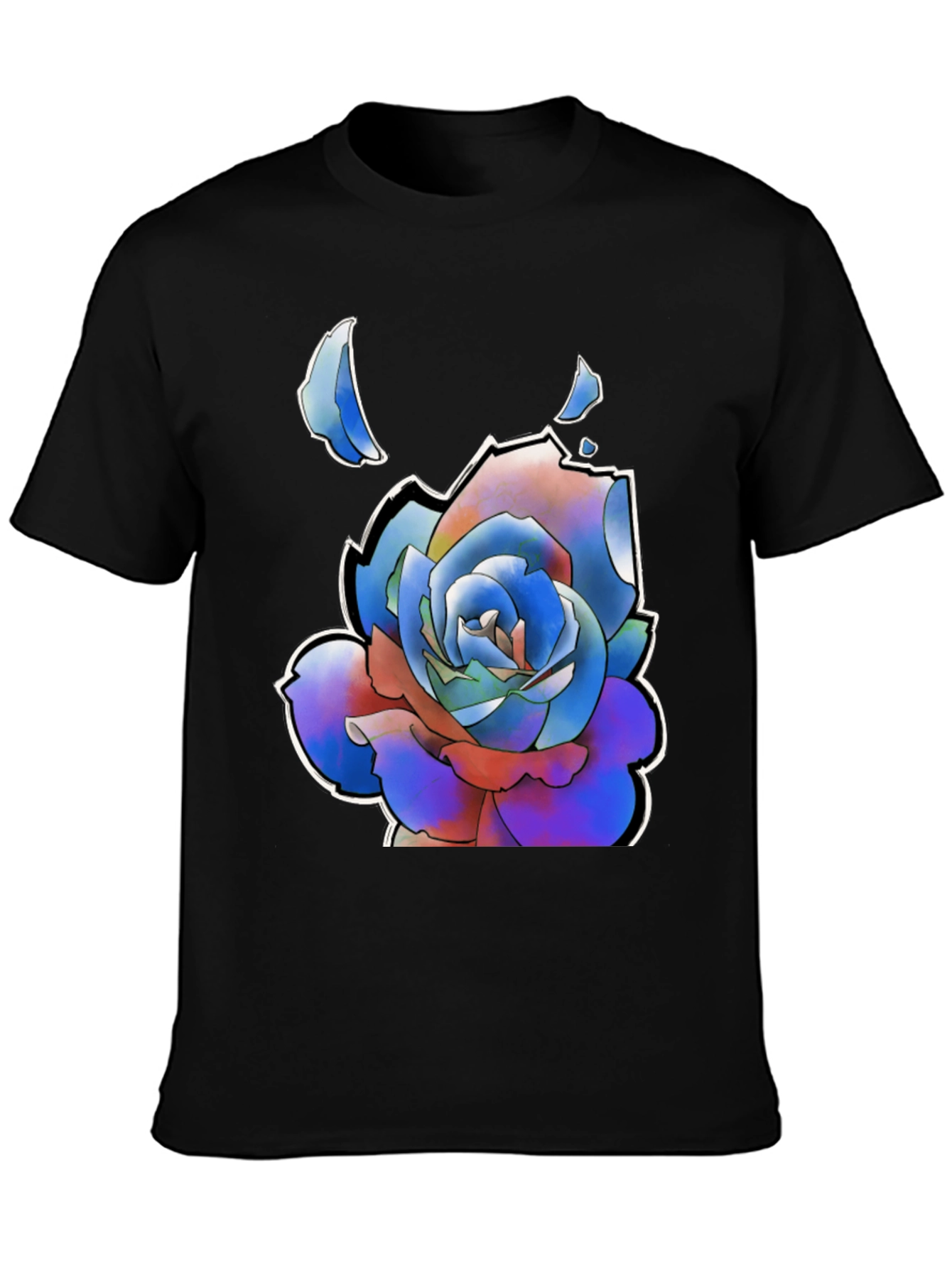 Abstract Rose Graphic Tee - Stylish Black T-Shirt