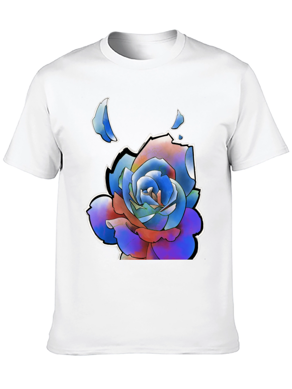 Abstract Rose Graphic Tee - Stylish Black T-Shirt