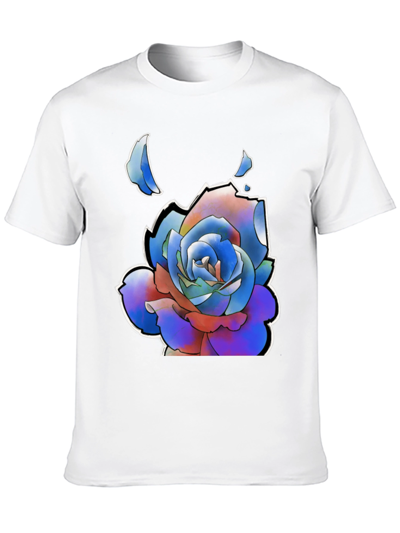 Abstract Rose Graphic Tee - Stylish Black T-Shirt