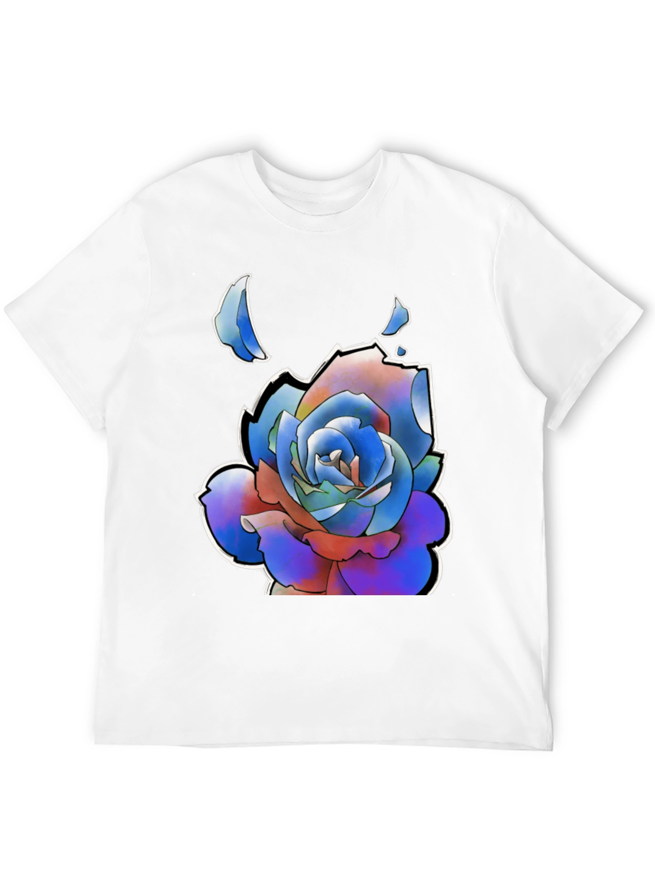 Abstract Rose Graphic Tee - Stylish Black T-Shirt