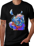 Abstract Rose Graphic Tee - Stylish Black T-Shirt