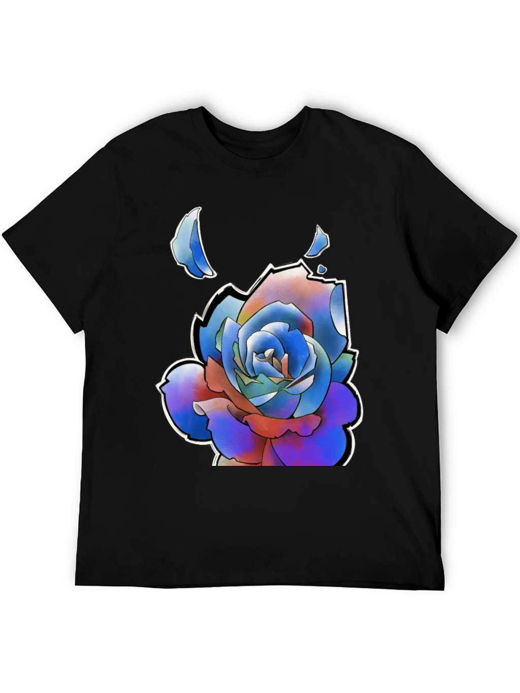 Abstract Rose Graphic Tee - Stylish Black T-Shirt