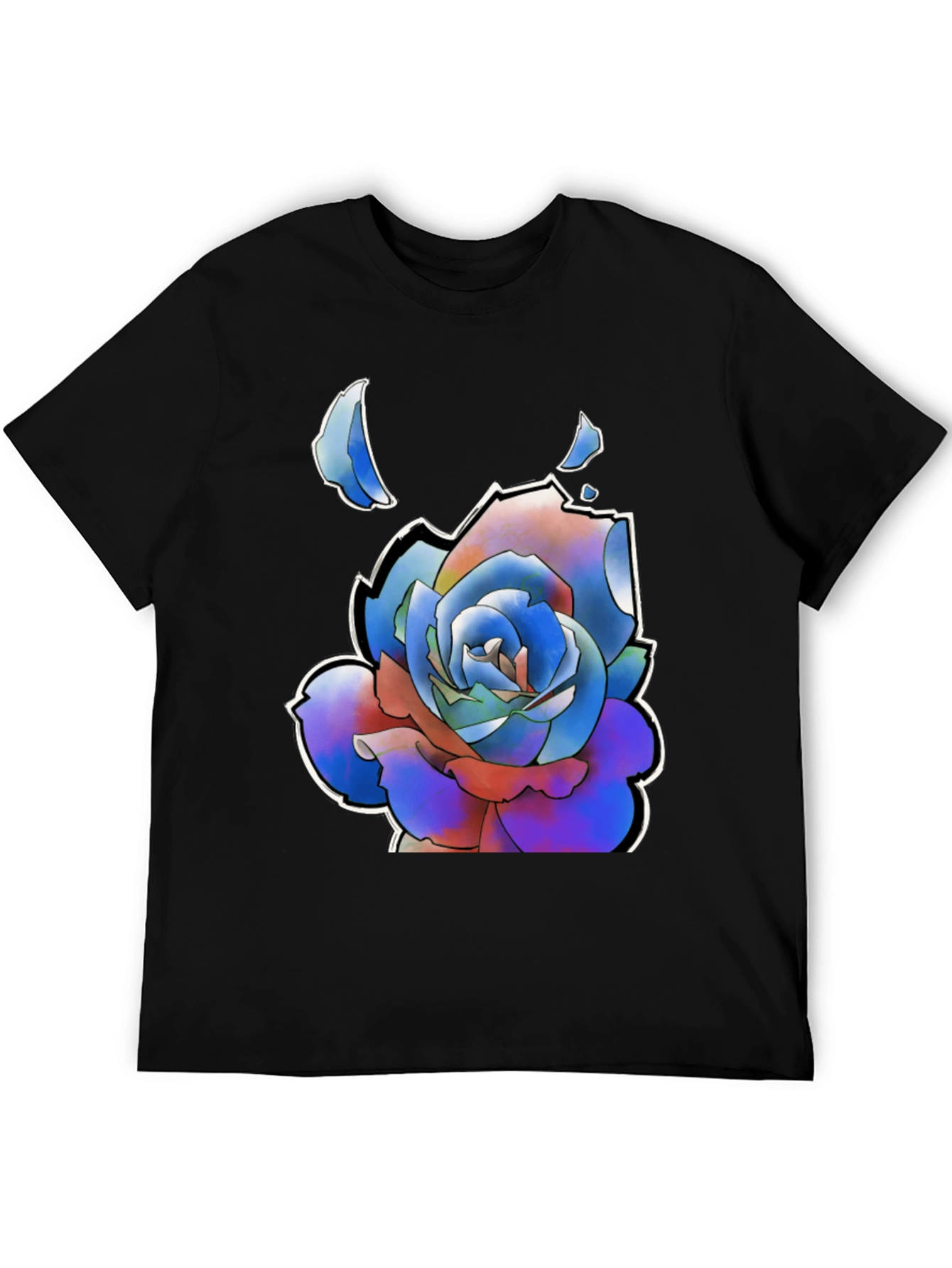 Abstract Rose Graphic Tee - Stylish Black T-Shirt