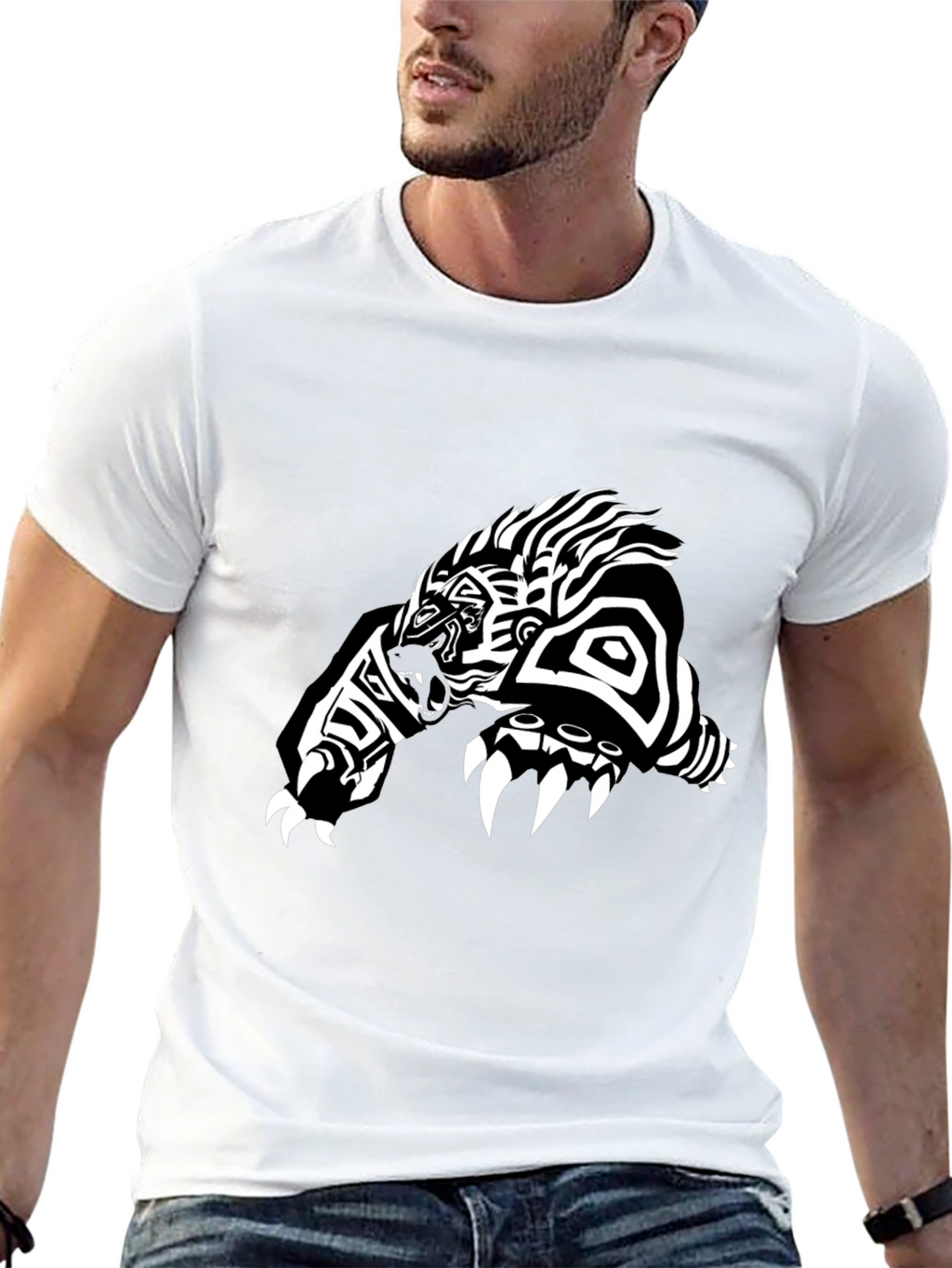 Tribal Bear Graphic Tee - Black