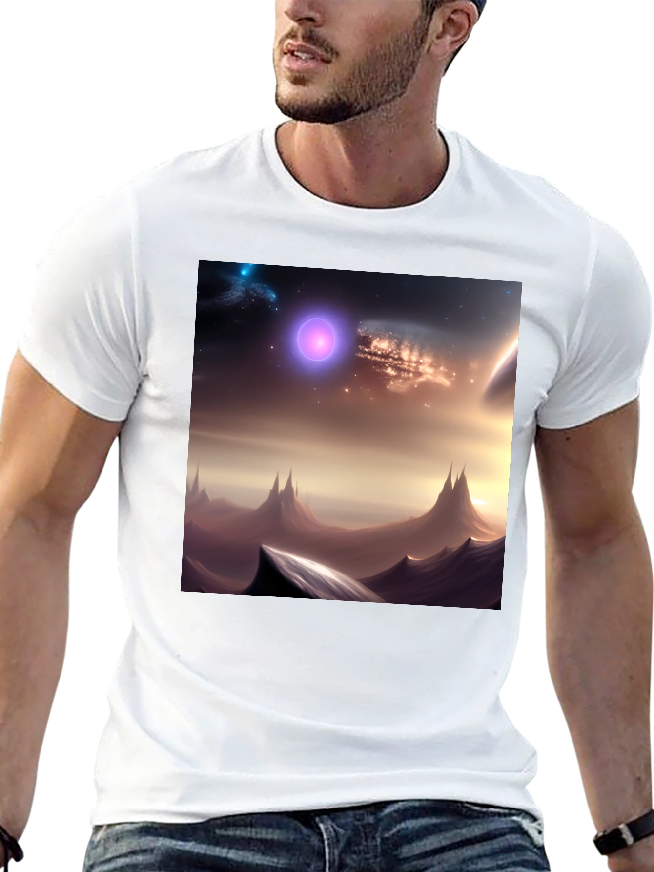 Galaxy Scene Graphic Black T-Shirt