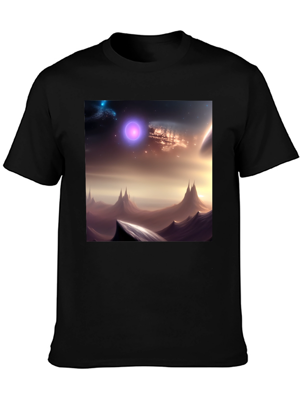 Galaxy Scene Graphic Black T-Shirt