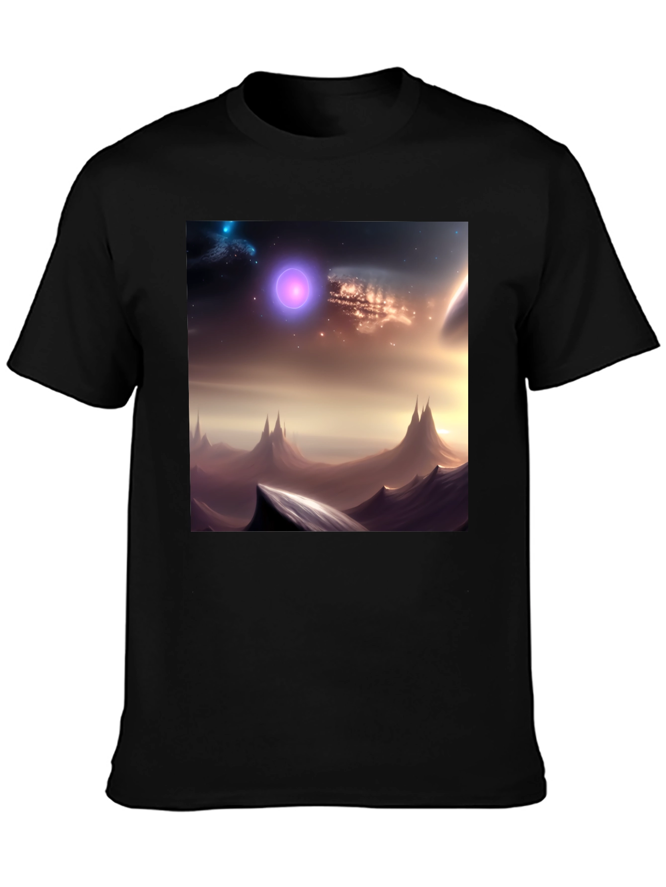 Galaxy Scene Graphic Black T-Shirt
