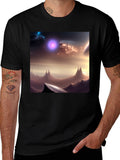 Galaxy Scene Graphic Black T-Shirt