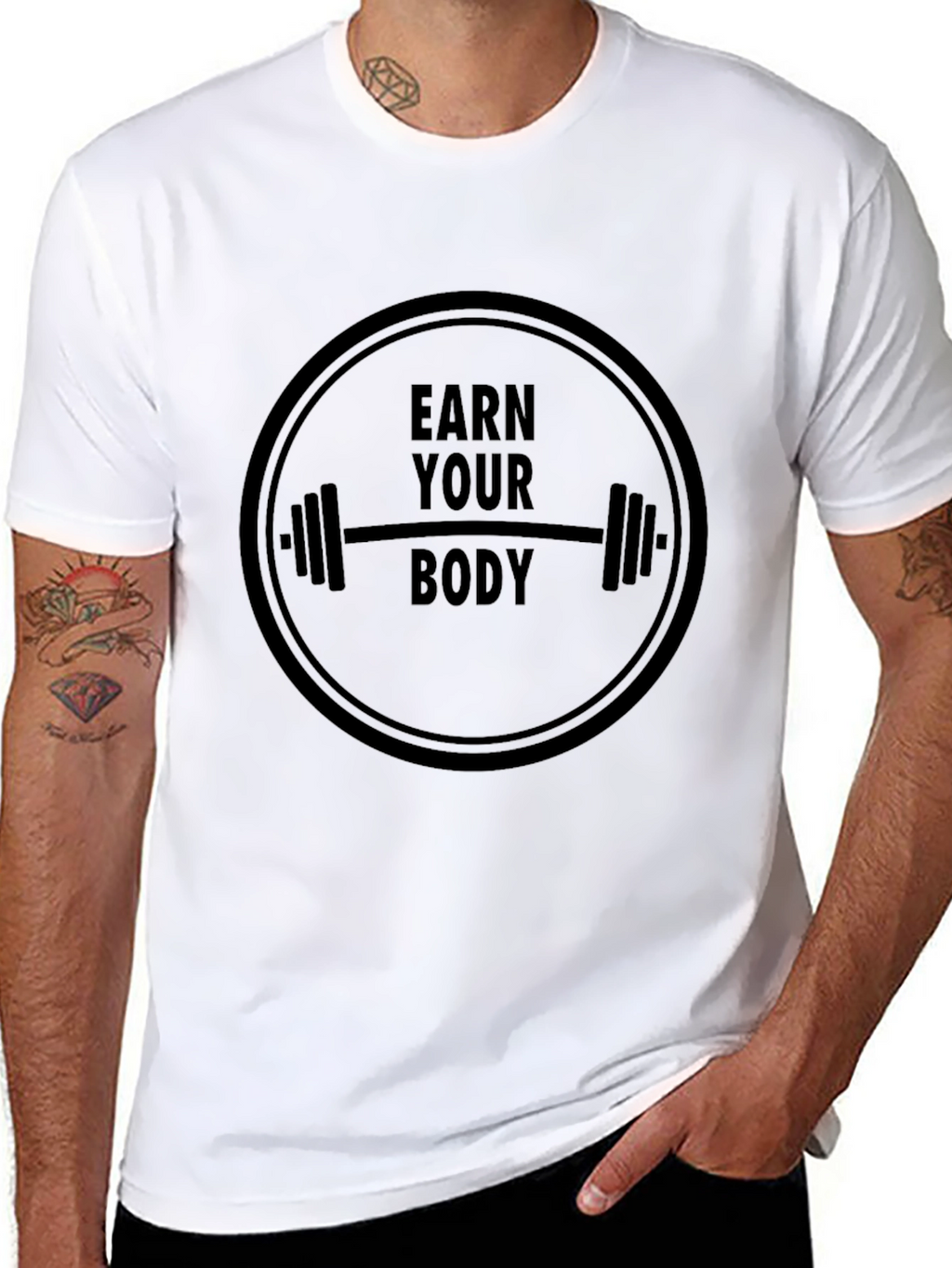 Earn Your Body Black T-Shirt Gym Fitness Tee