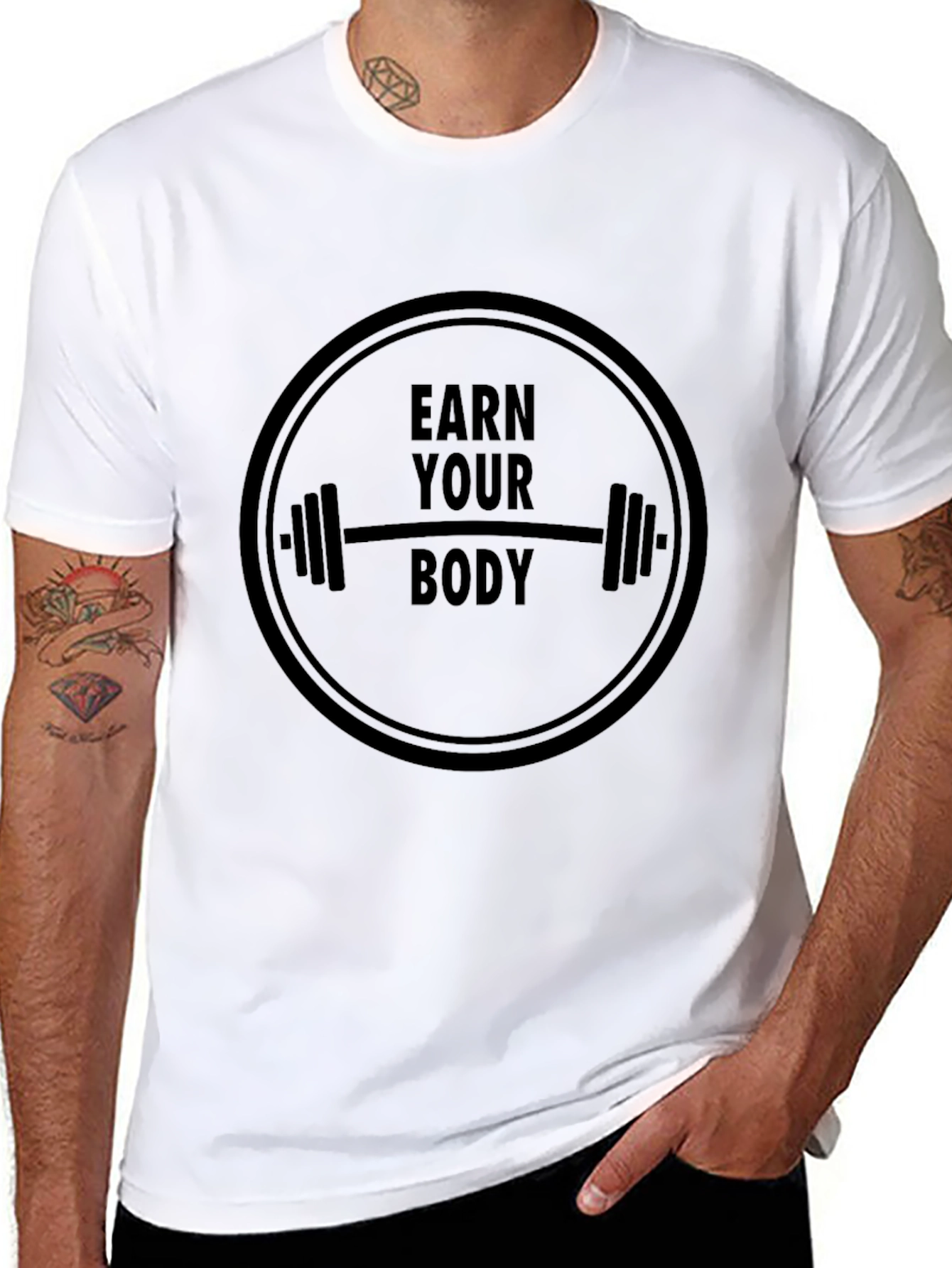Earn Your Body Black T-Shirt Gym Fitness Tee