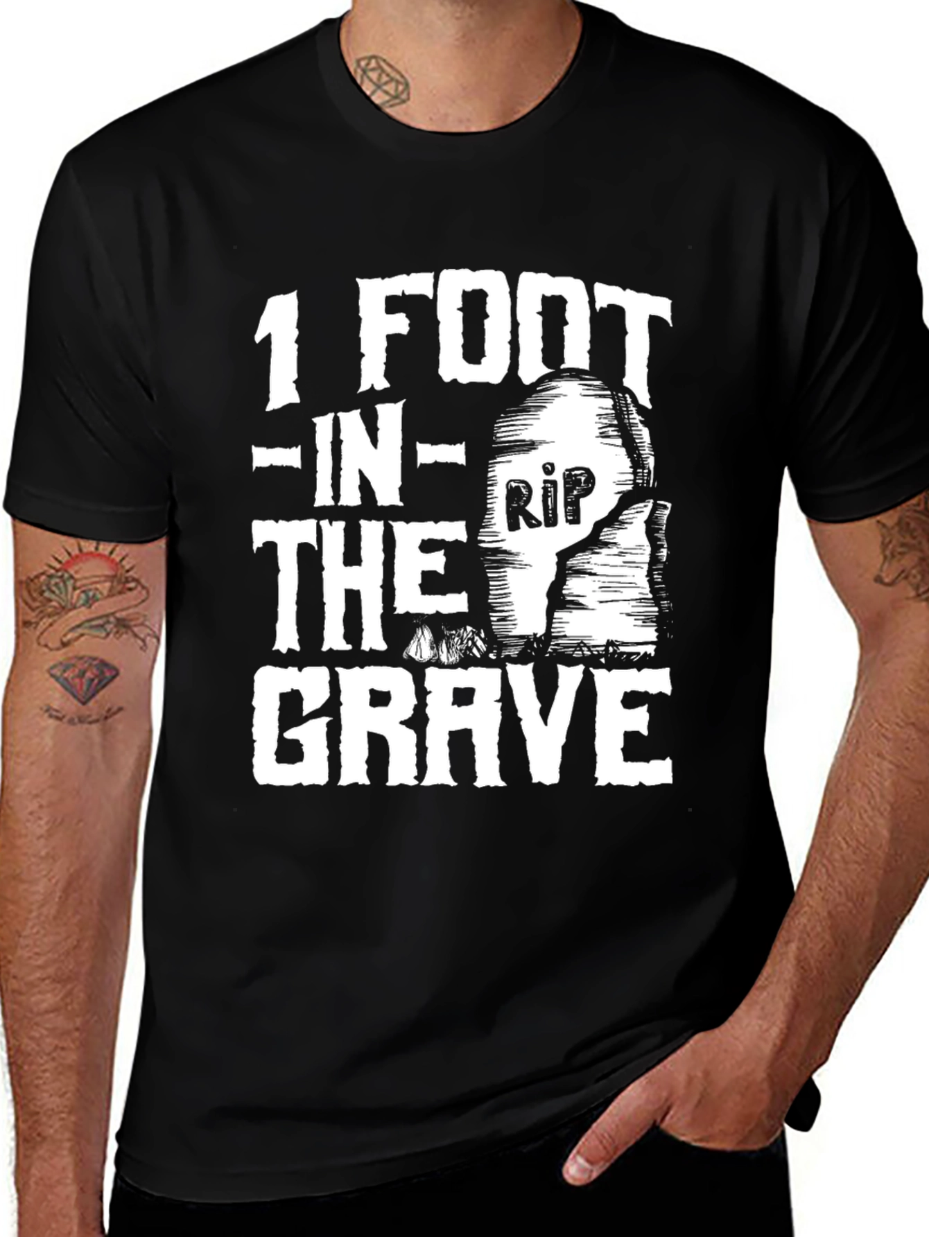 1 Foot in the Grave Funny Graphic Tee