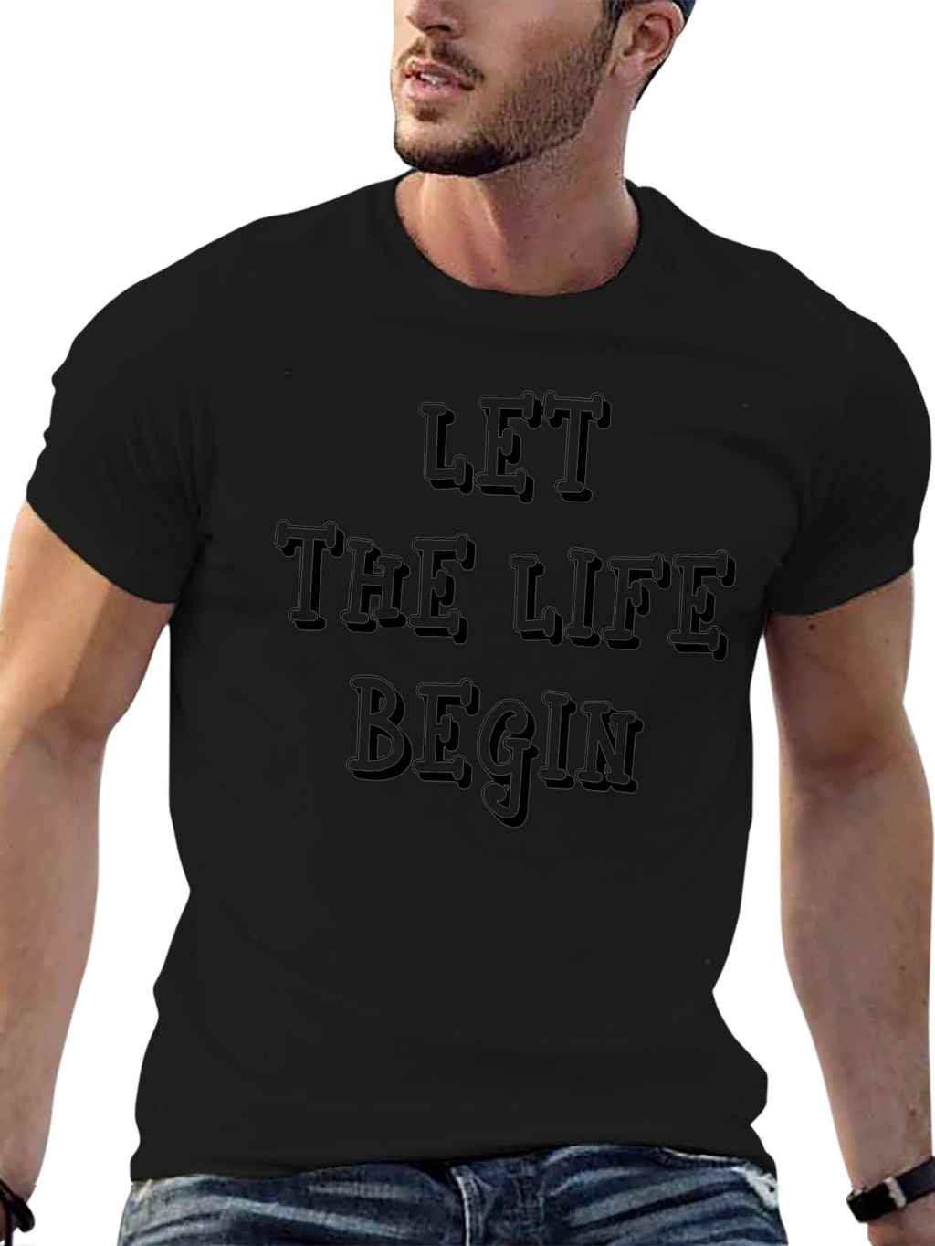 Let The Life Begin Graphic Tee - Black T-Shirt