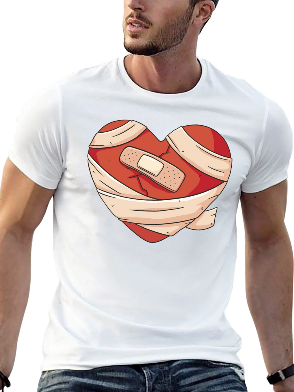Heartache Healed T-Shirt - Bandaged Heart Graphic Tee