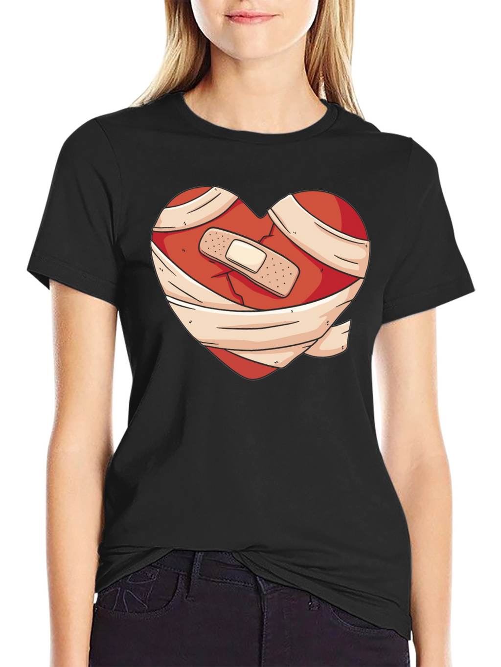 Heartache Healed T-Shirt - Bandaged Heart Graphic Tee