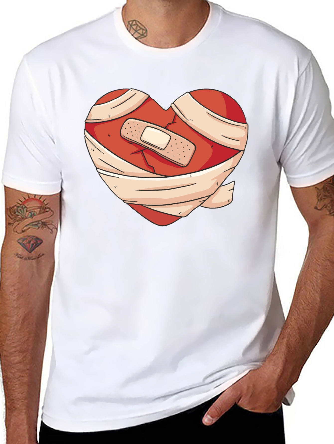 Heartache Healed T-Shirt - Bandaged Heart Graphic Tee