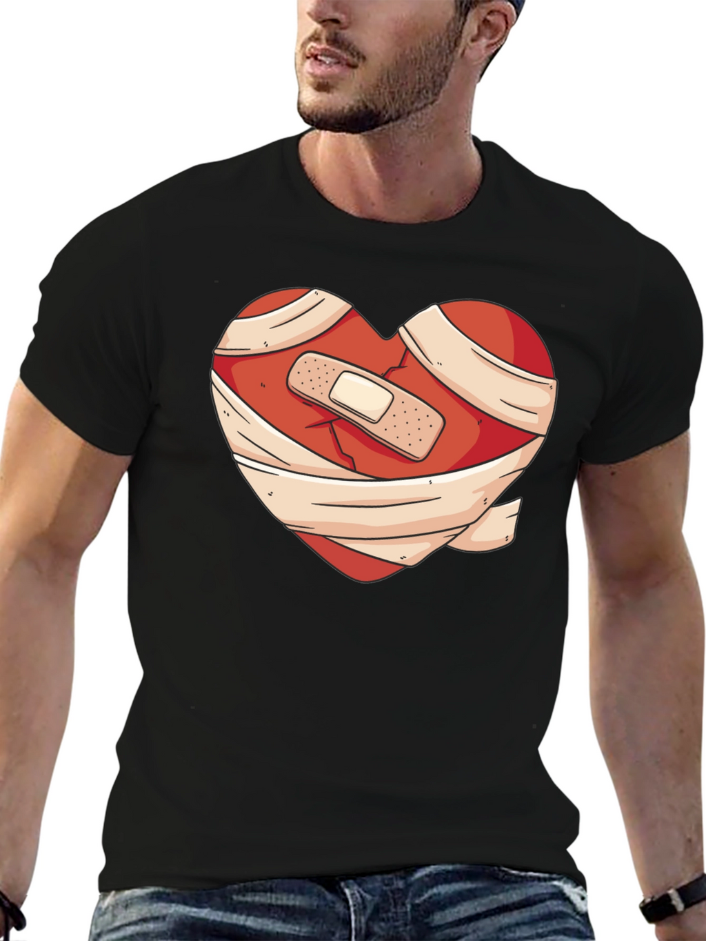 Heartache Healed T-Shirt - Bandaged Heart Graphic Tee