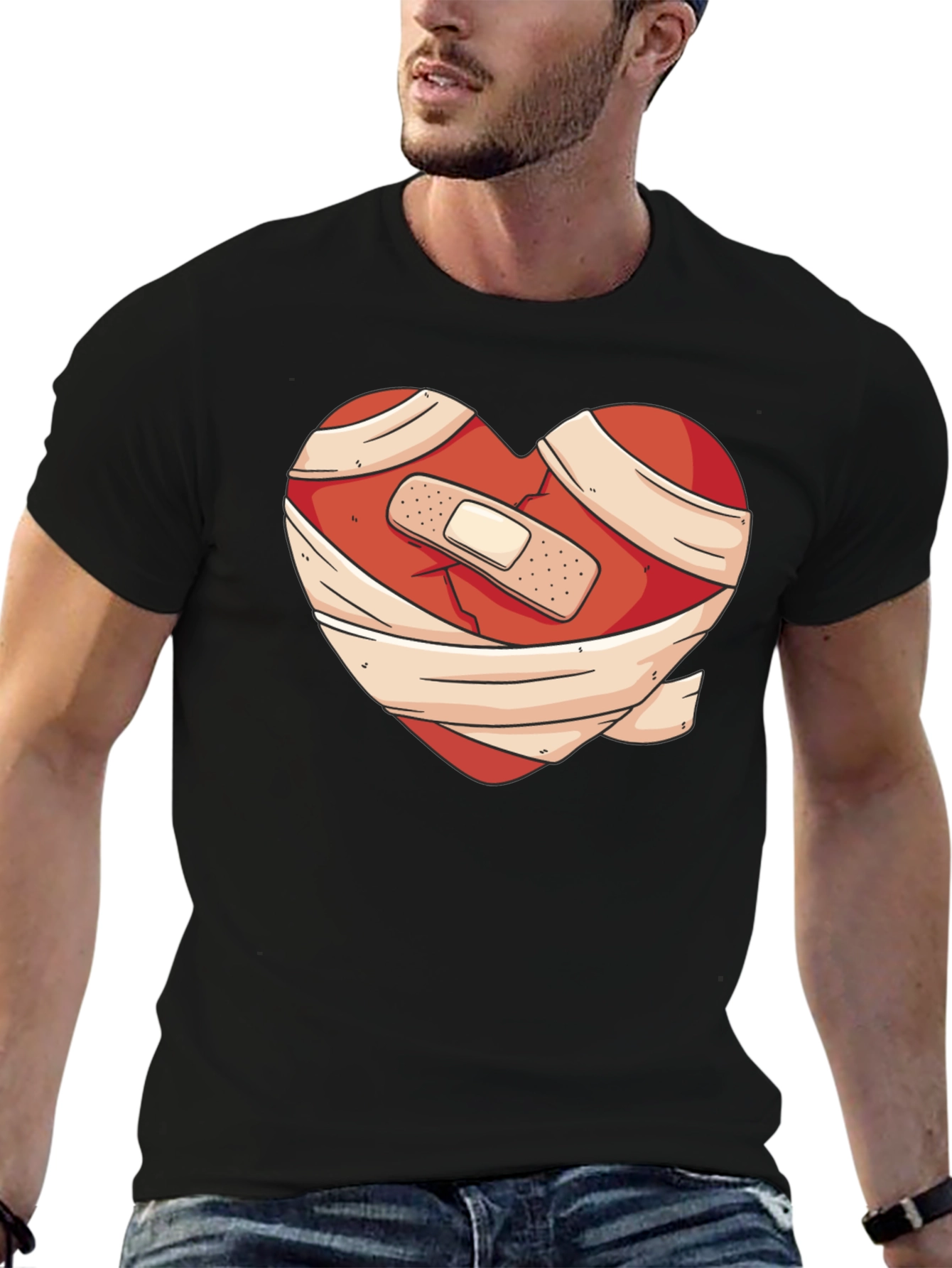 Heartache Healed T-Shirt - Bandaged Heart Graphic Tee