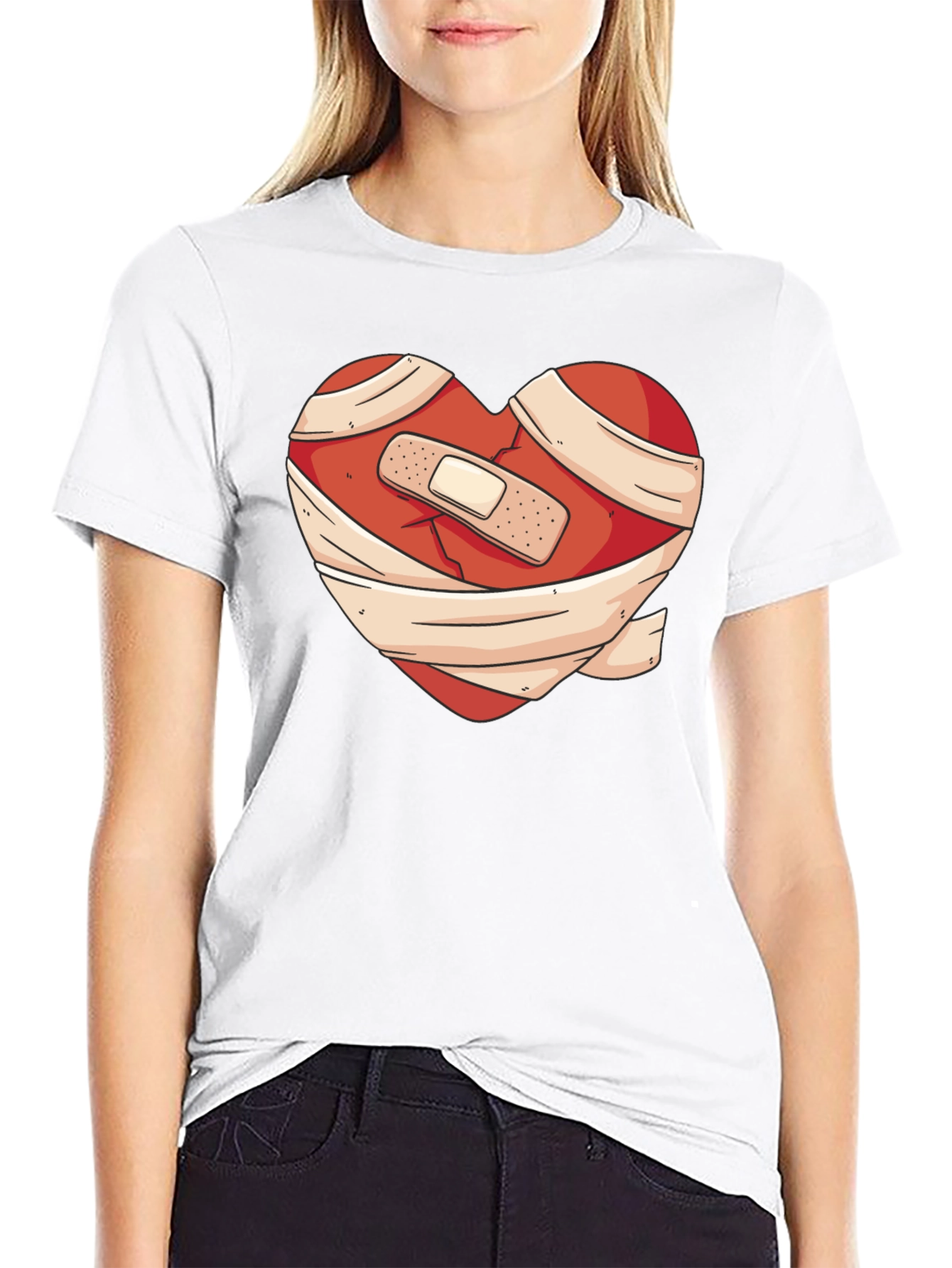 Heartache Healed T-Shirt - Bandaged Heart Graphic Tee