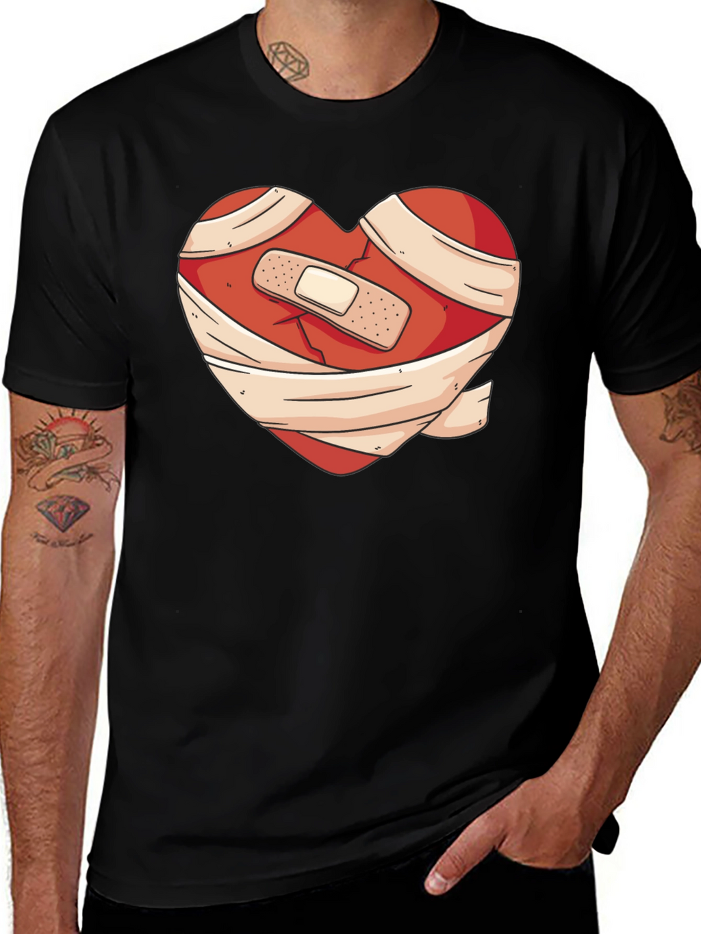 Heartache Healed T-Shirt - Bandaged Heart Graphic Tee