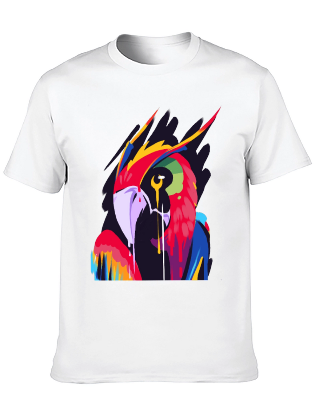Vivid Parrot Graphic Tee - Stylish Mens Black T-Shirt