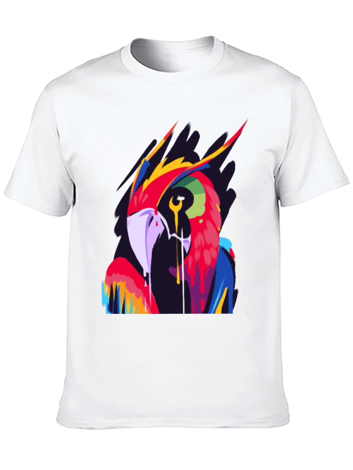 Vivid Parrot Graphic Tee - Stylish Mens Black T-Shirt