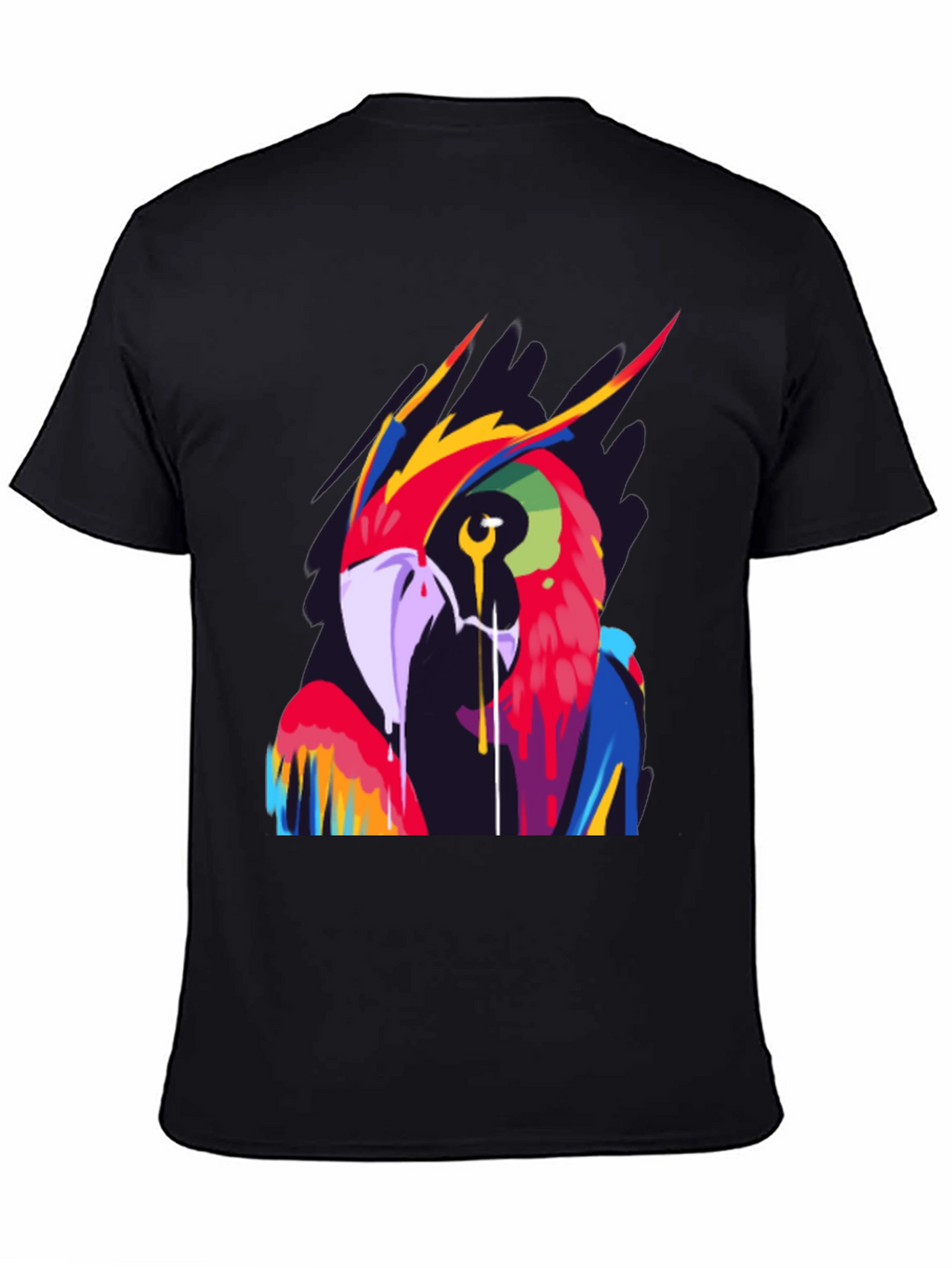 Vivid Parrot Graphic Tee - Stylish Mens Black T-Shirt