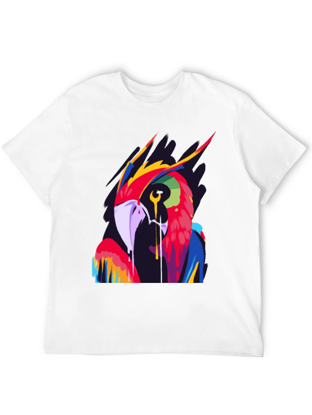 Vivid Parrot Graphic Tee - Stylish Mens Black T-Shirt