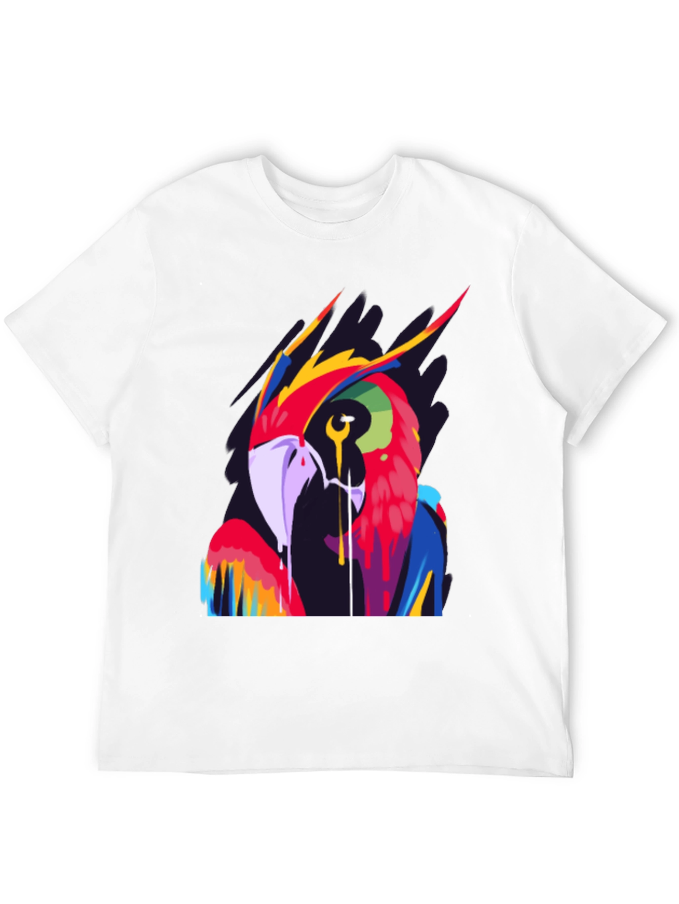 Vivid Parrot Graphic Tee - Stylish Mens Black T-Shirt