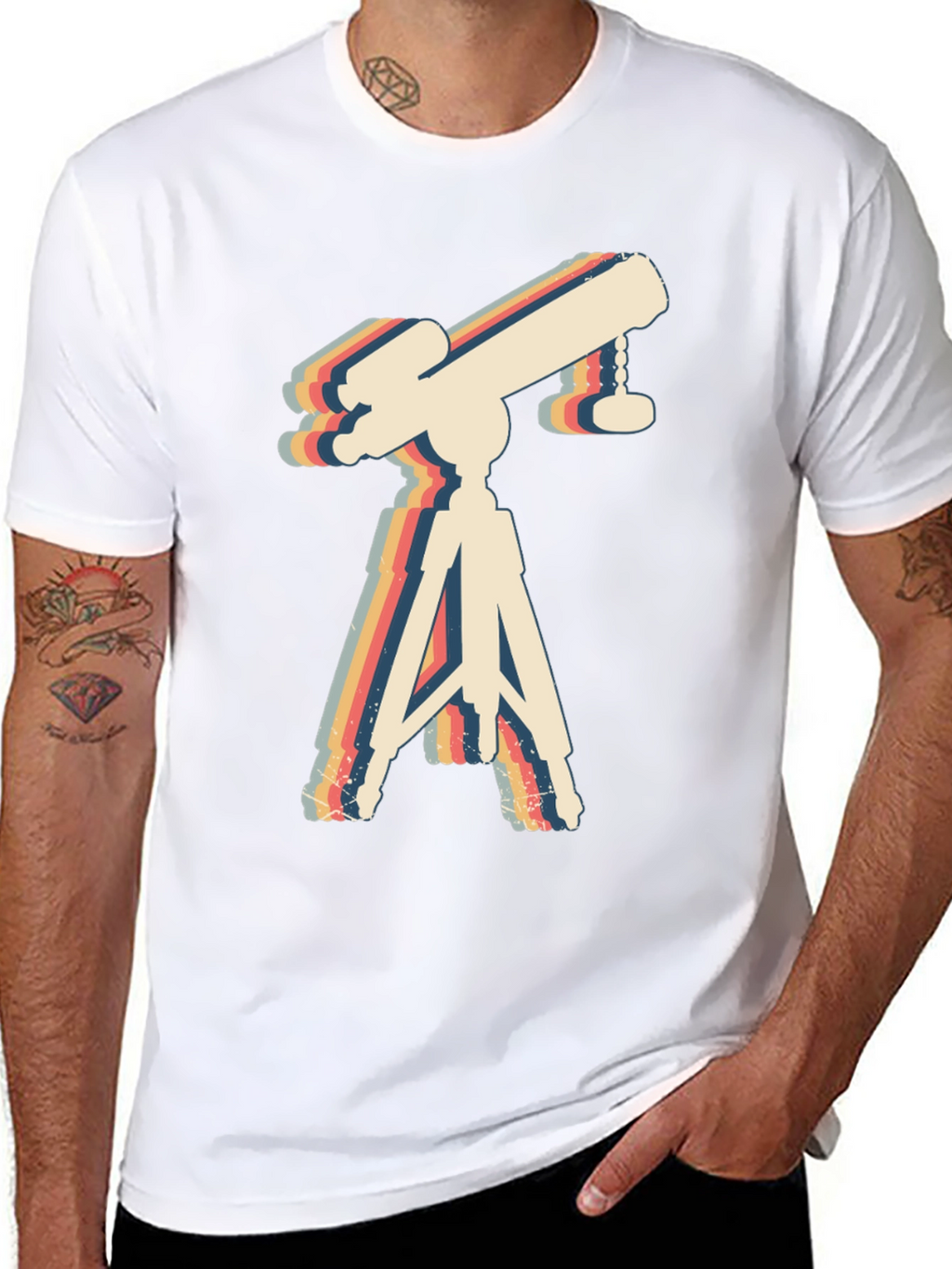 Retro Telescope Graphic Tee - Astronomy Lover Gift