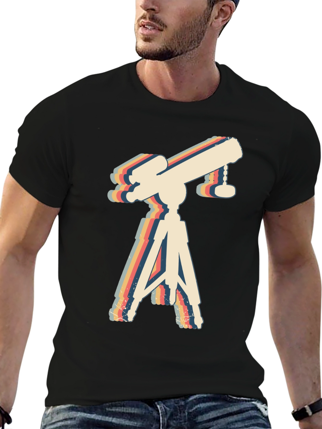 Retro Telescope Graphic Tee - Astronomy Lover Gift