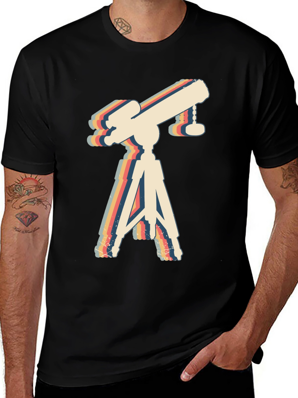 Retro Telescope Graphic Tee - Astronomy Lover Gift