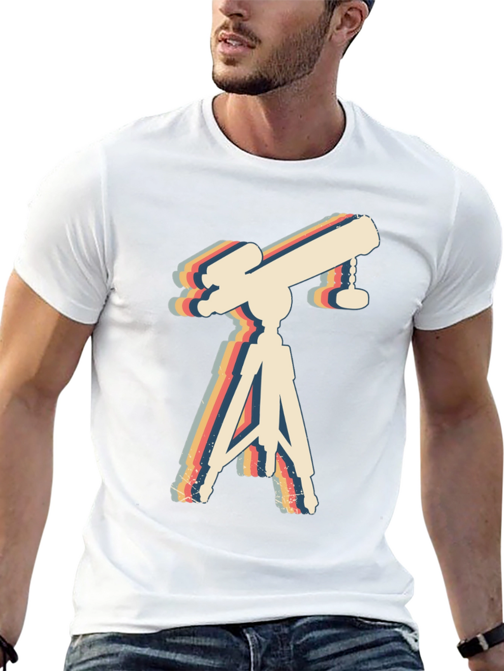 Retro Telescope Graphic Tee - Astronomy Lover Gift