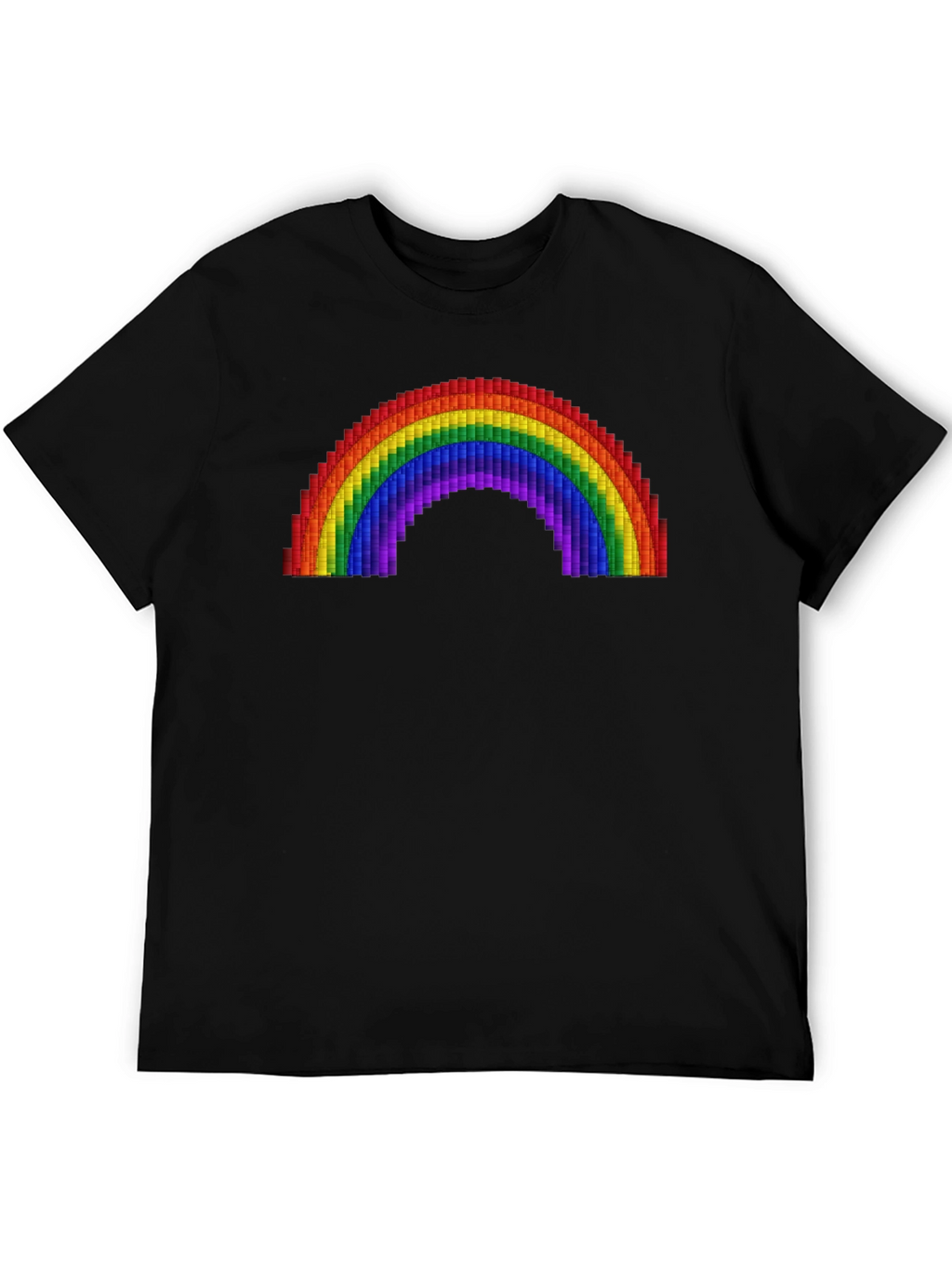 Pixel Rainbow Graphic Tee - Black Cotton Comfort