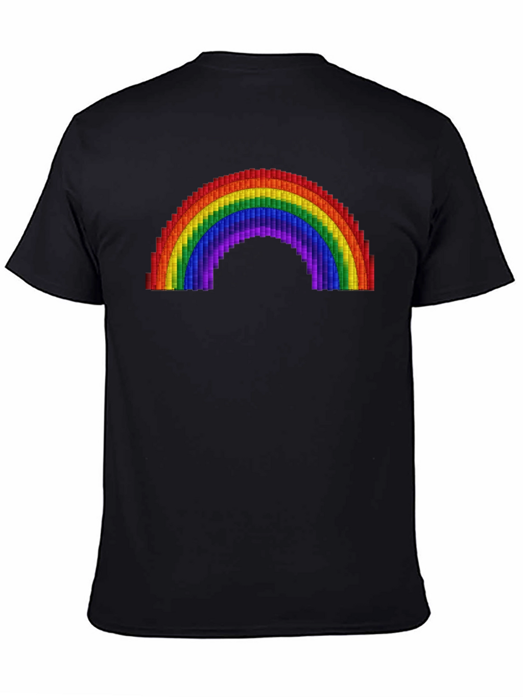 Pixel Rainbow Graphic Tee - Black Cotton Comfort