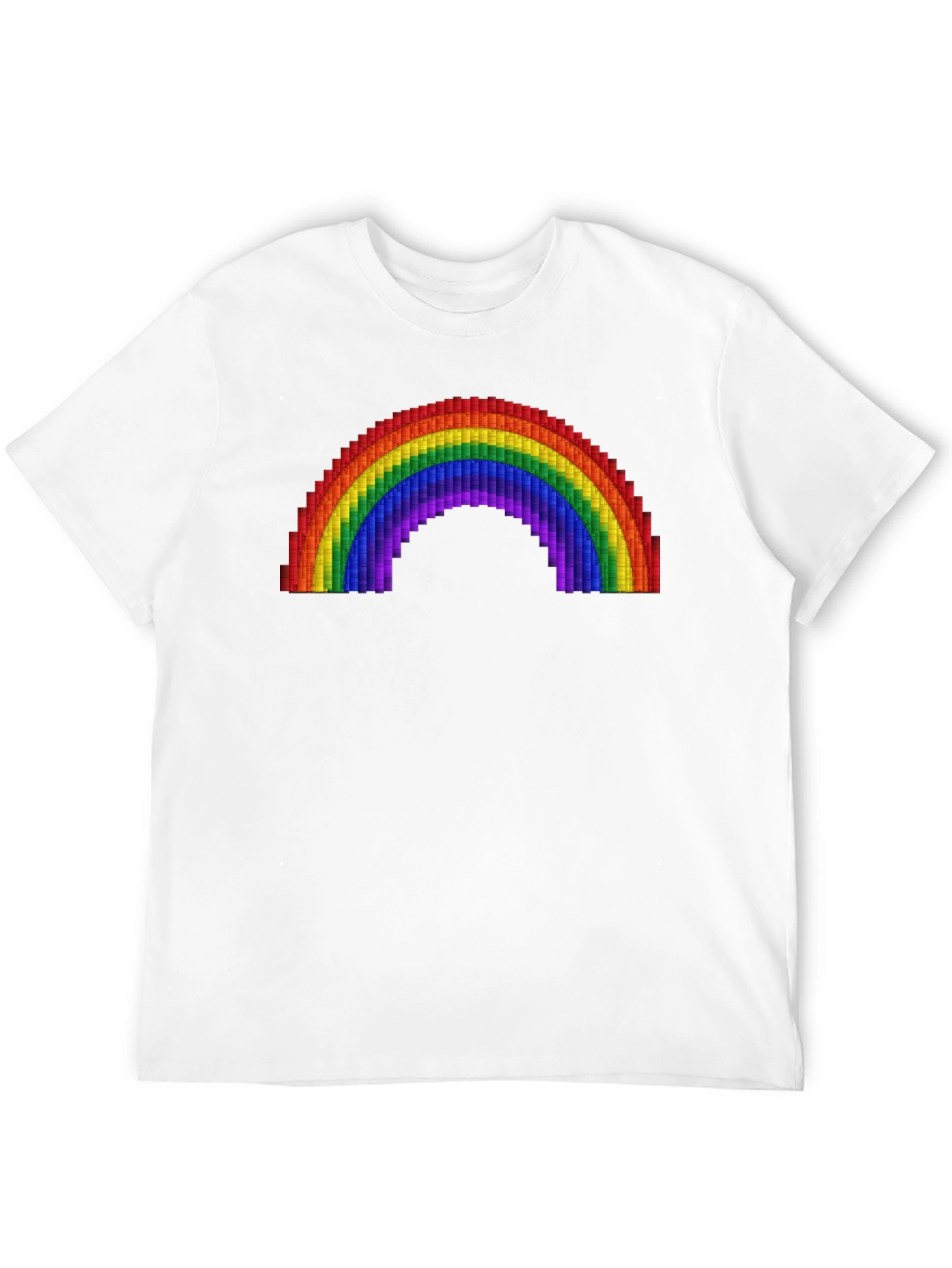 Pixel Rainbow Graphic Tee - Black Cotton Comfort