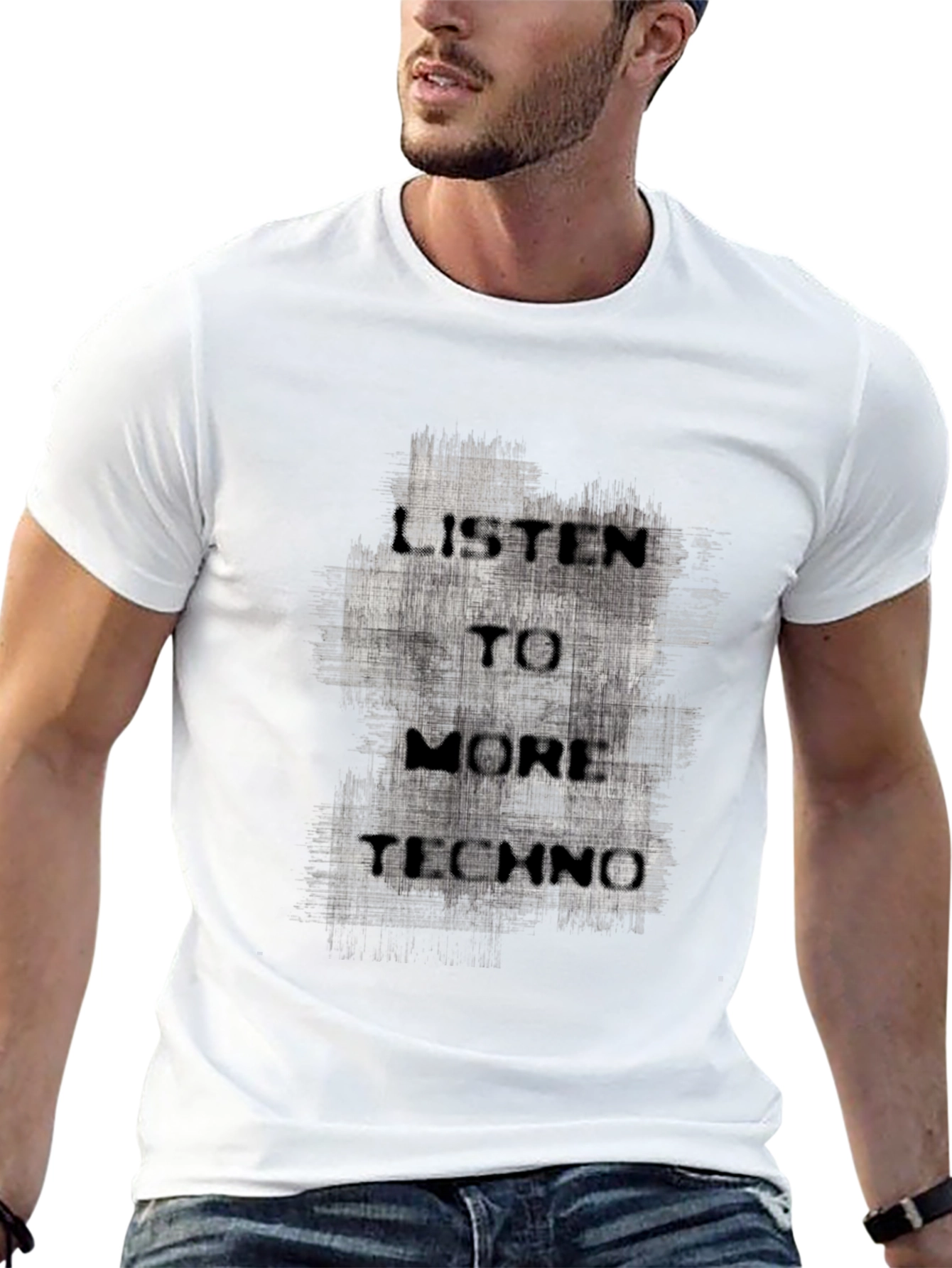 Listen to More Techno T-Shirt - Black Graphic Tee