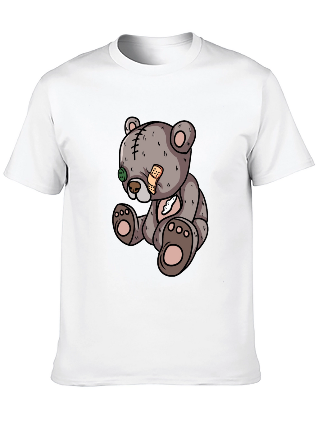 Cartoon Teddy Bear Graphic Black T-Shirt