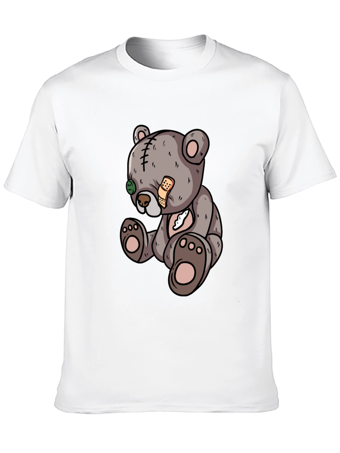 Cartoon Teddy Bear Graphic Black T-Shirt