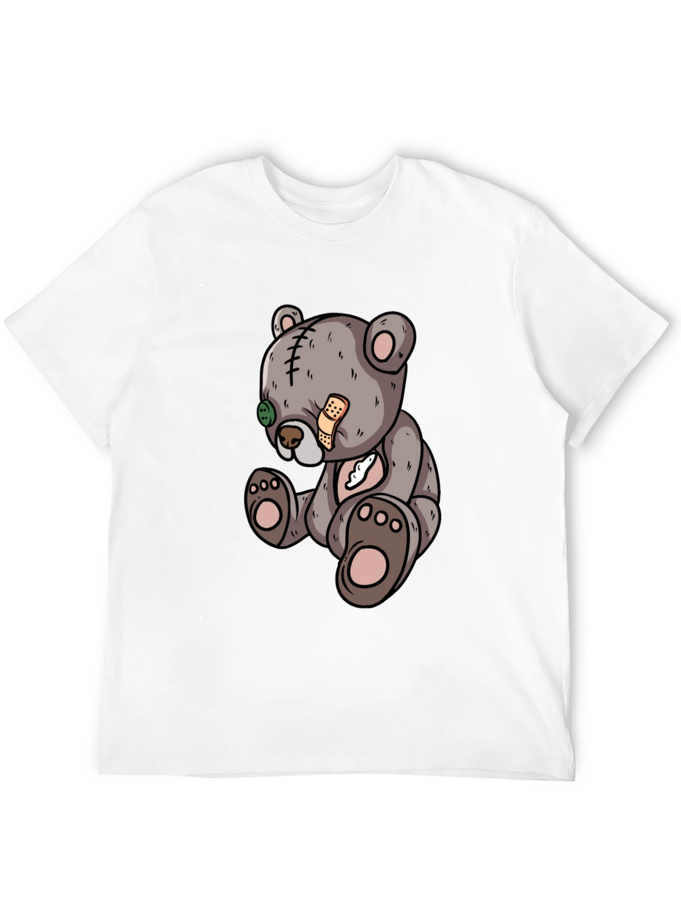 Cartoon Teddy Bear Graphic Black T-Shirt