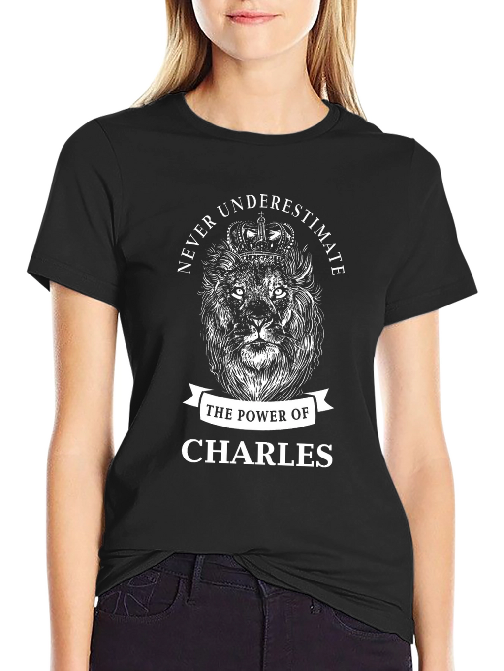 Never Underestimate Charles Black Graphic Tee