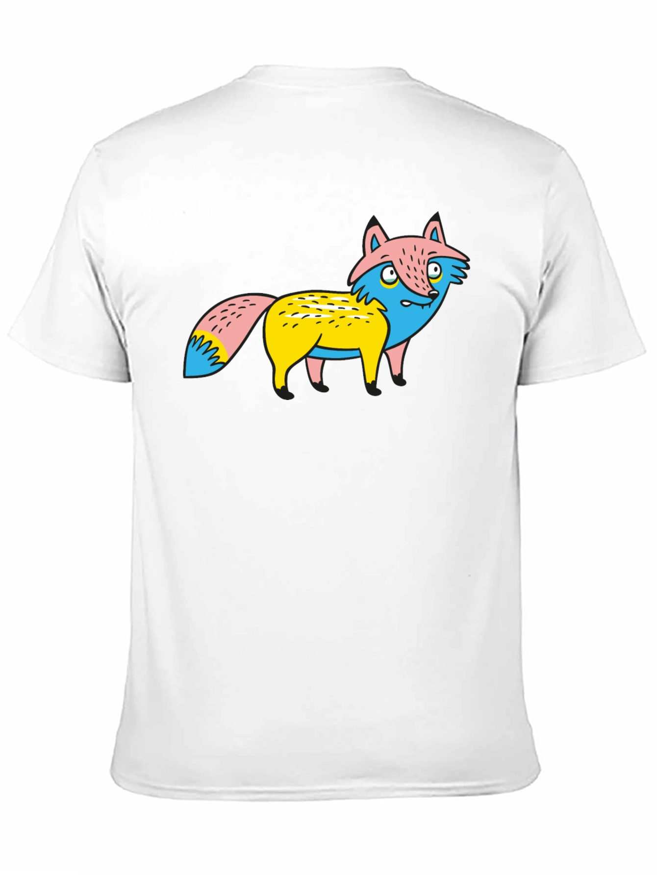 Cartoon Fox Graphic Tee - Unique Print Black Shirt