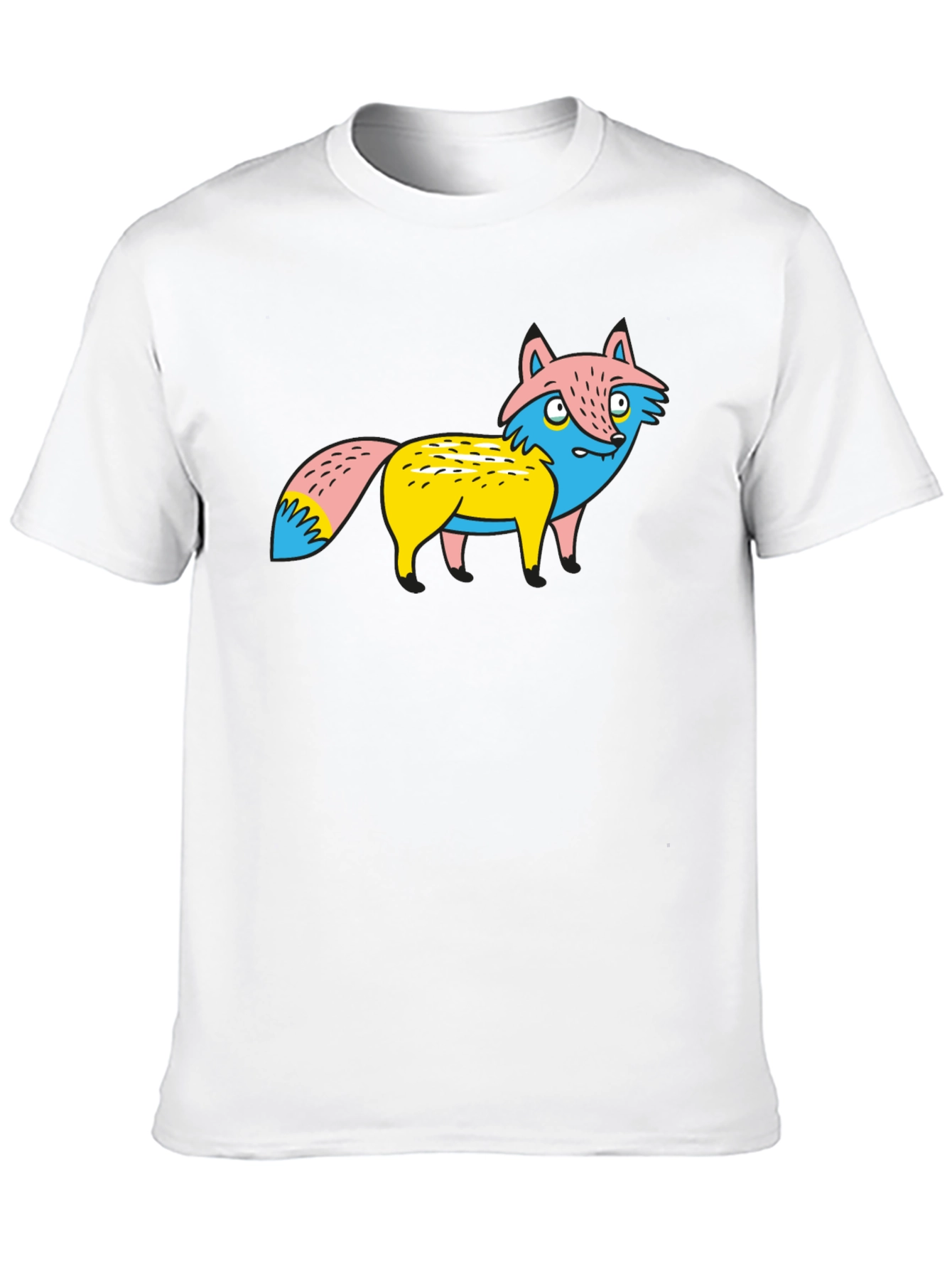Cartoon Fox Graphic Tee - Unique Print Black Shirt