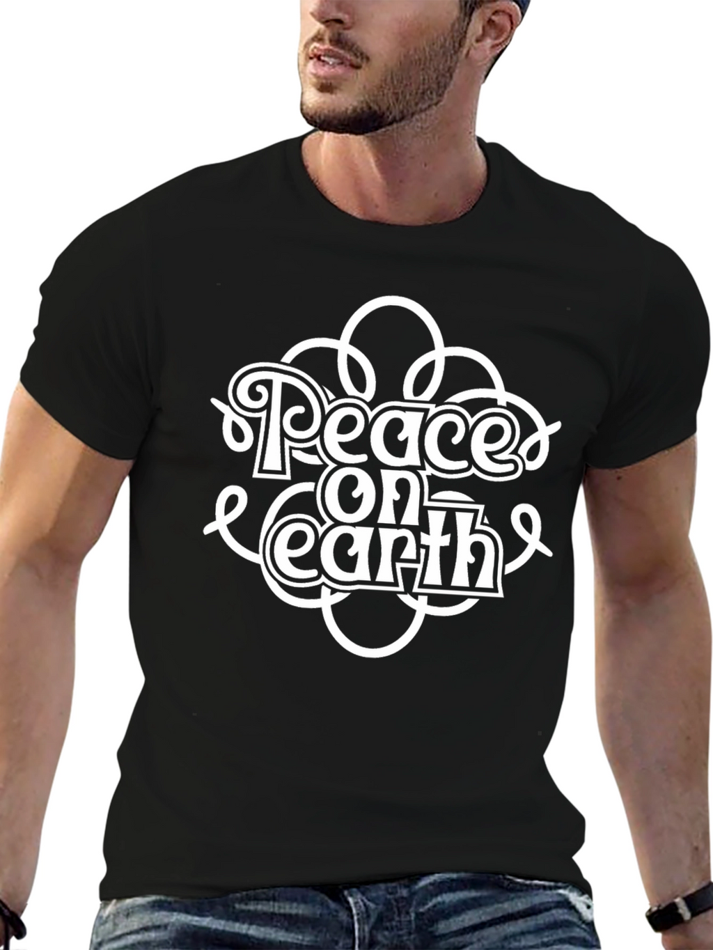 Peace On Earth Graphic T-Shirt - Black