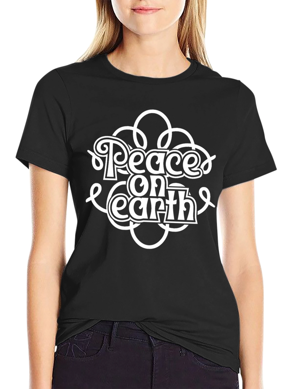 Peace On Earth Graphic T-Shirt - Black