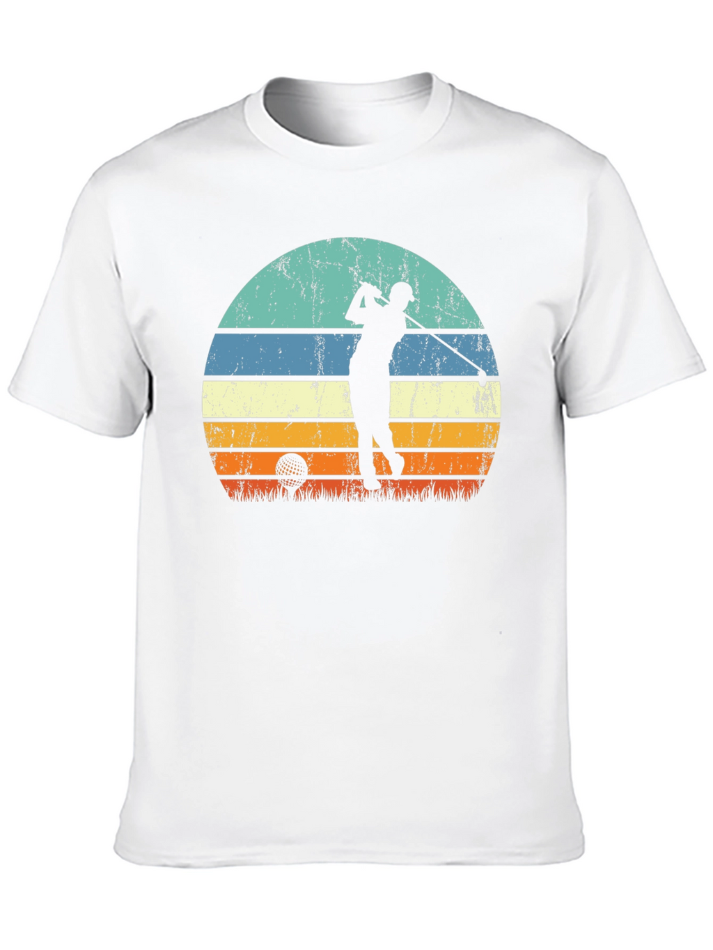 Retro Golf Sunset Tee - Black Graphic T-Shirt