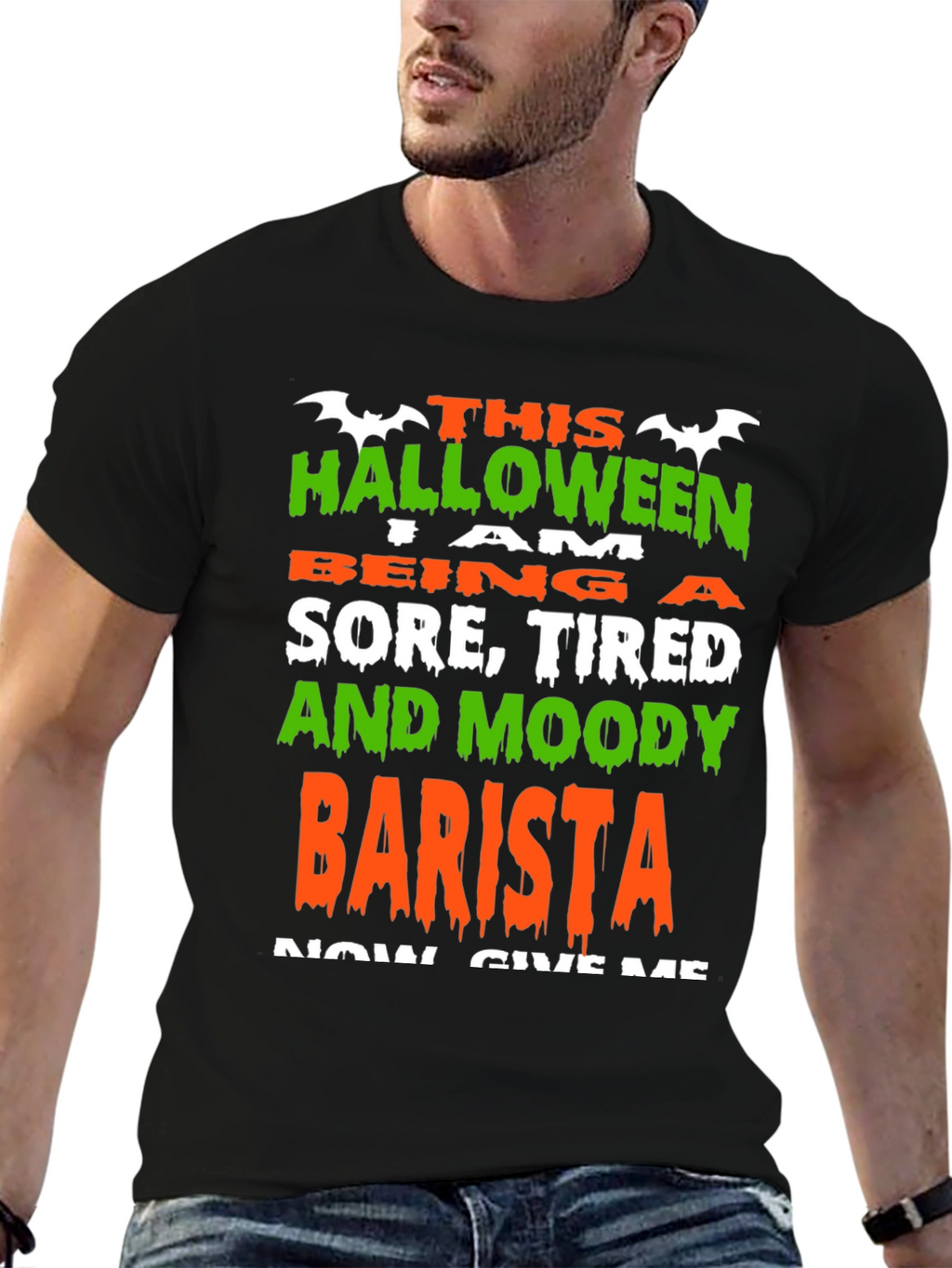 Halloween Barista T-Shirt: Sore Tired Moody