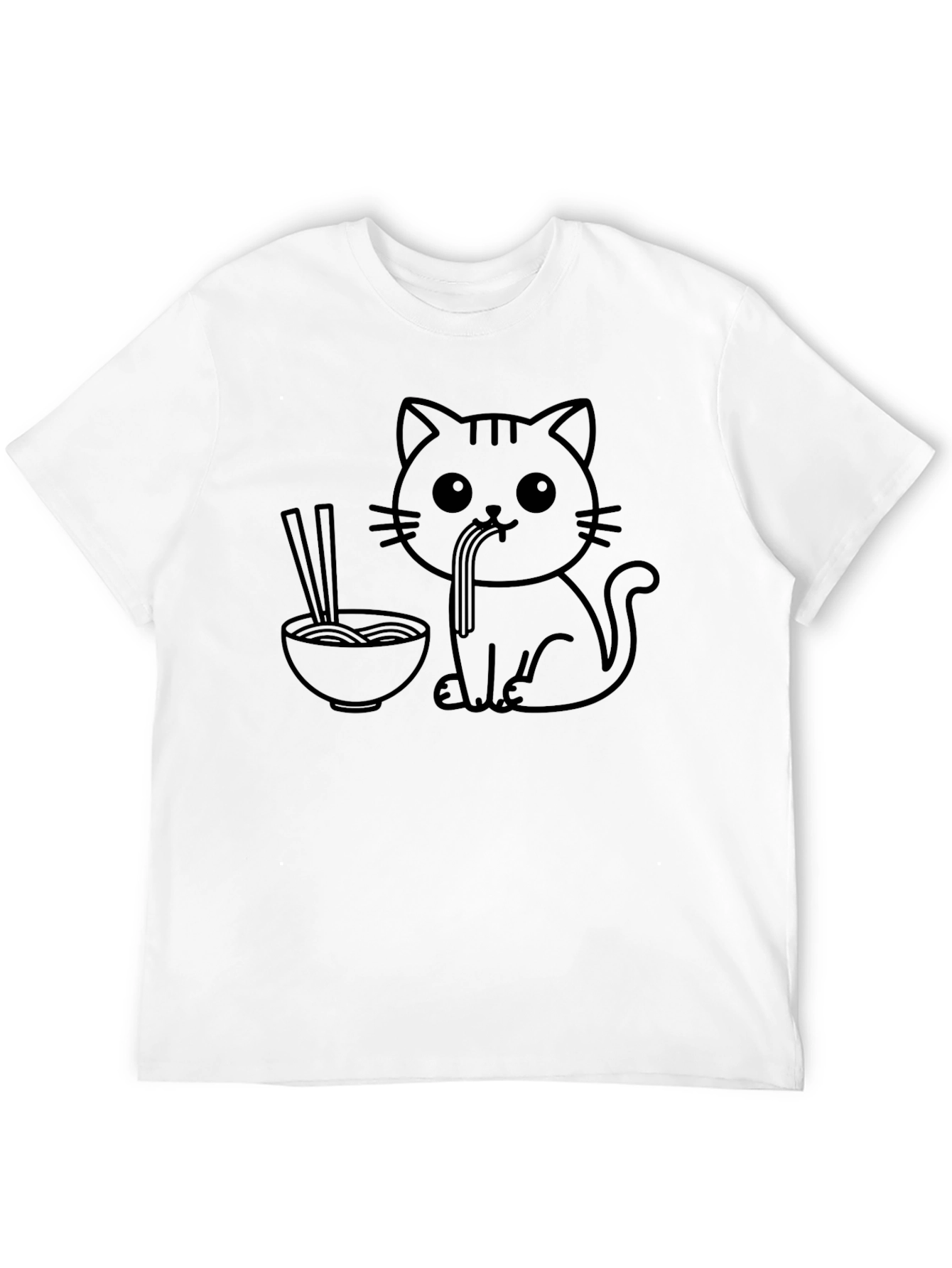 Cute Cat Ramen T-Shirt - Black