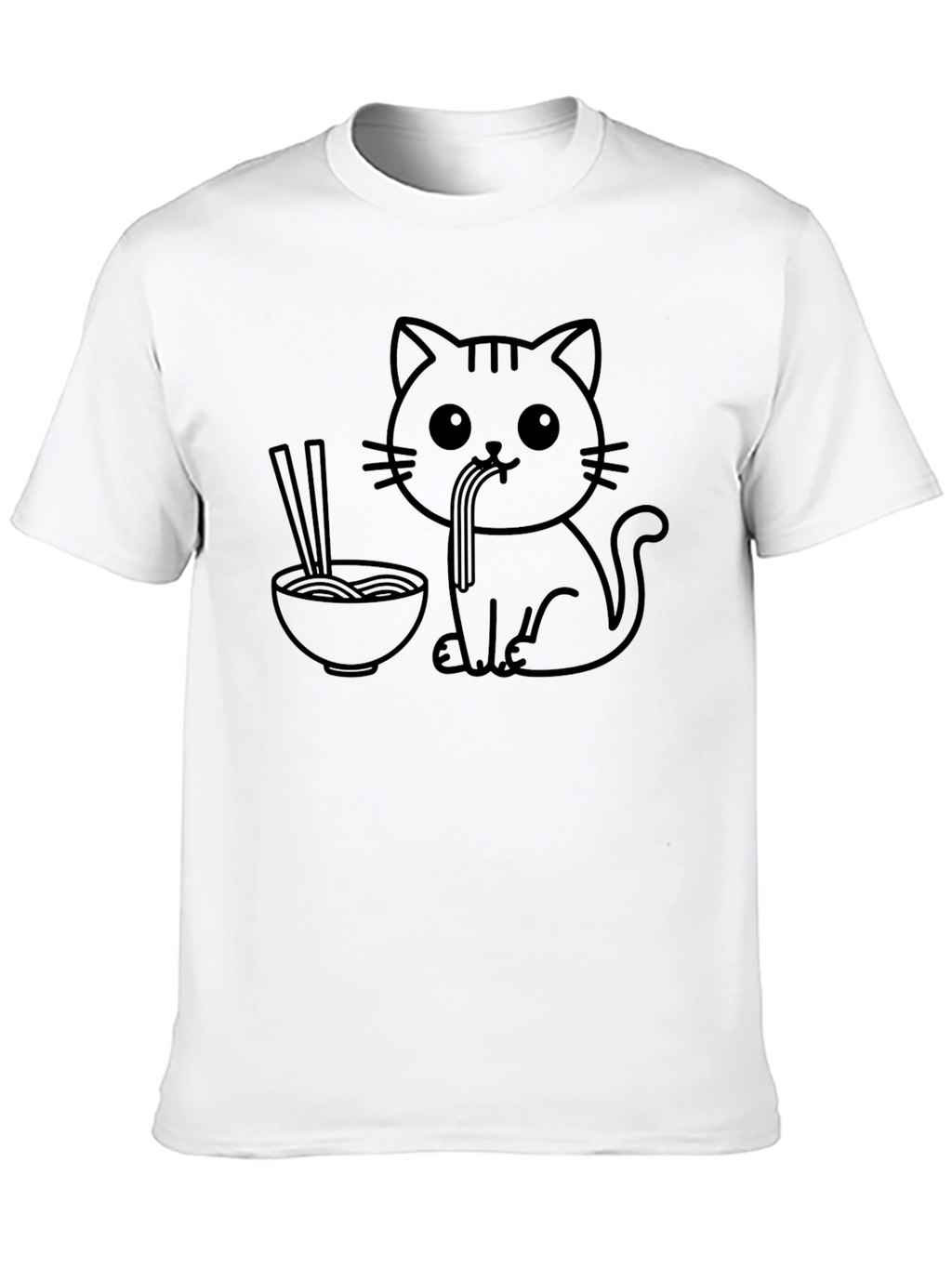 Cute Cat Ramen T-Shirt - Black