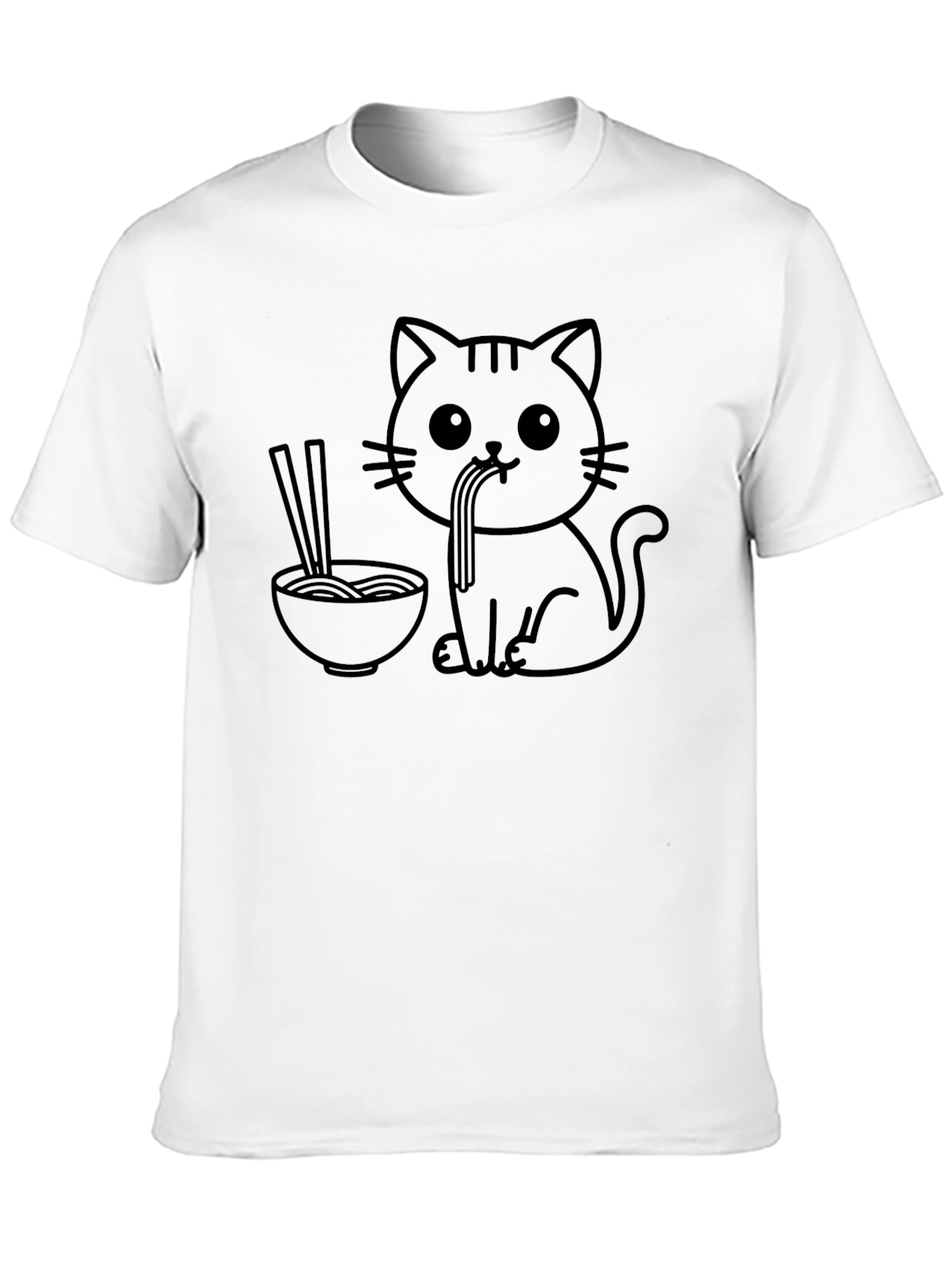 Cute Cat Ramen T-Shirt - Black