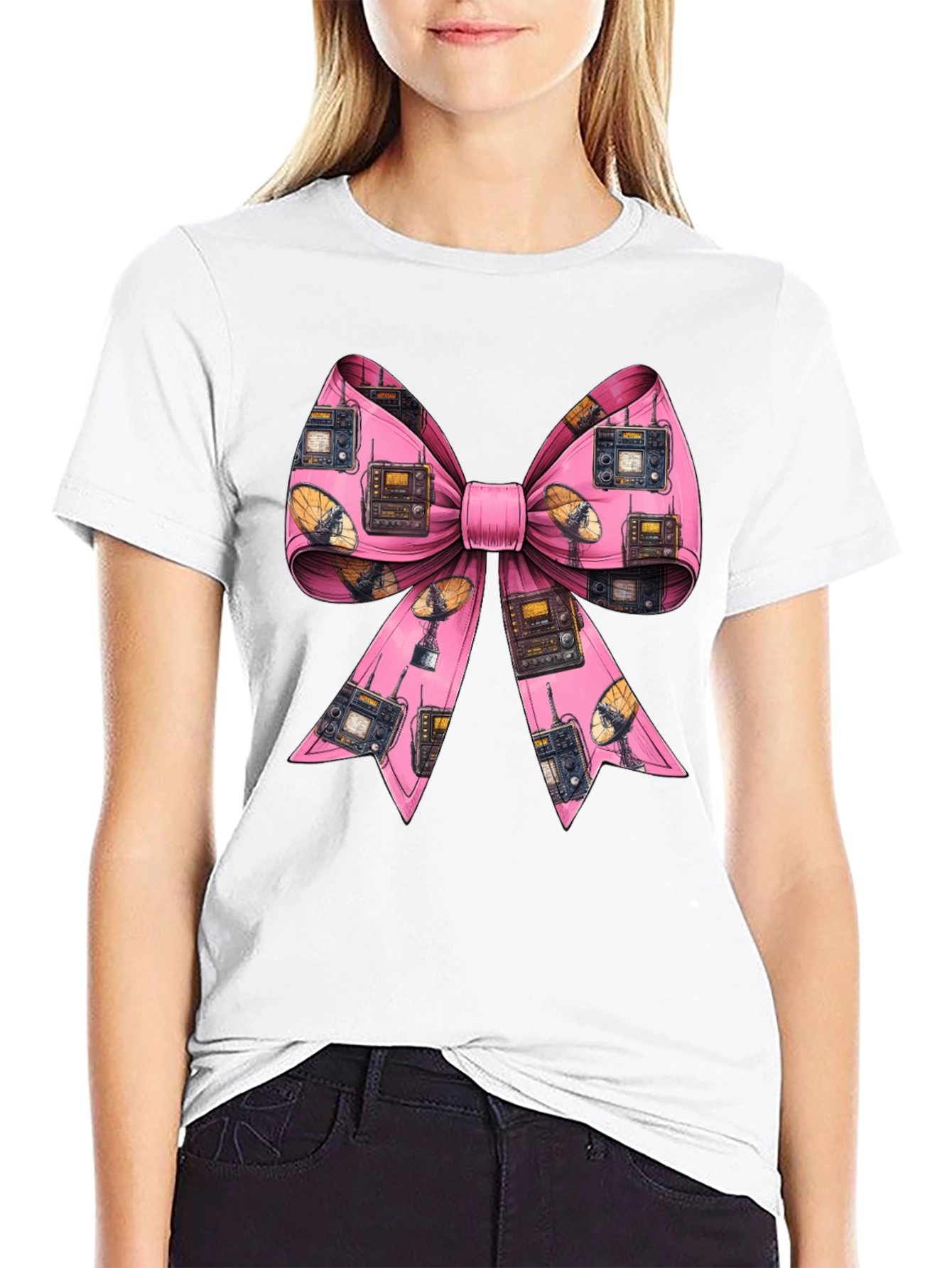 Ham Radio Pink Bow T-Shirt